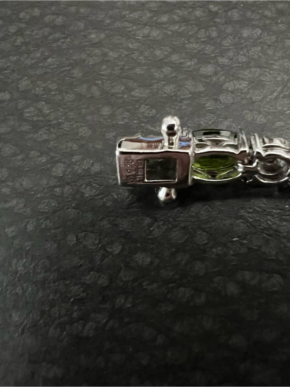 Green Stone Tennis Bracelet - Women Jewelry lab created emeralds tiny diamonds - Picture 8 of 11